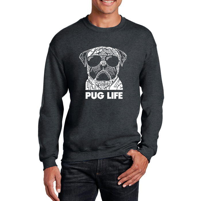 Pug Life - Mens Word Art Crewneck Sweatshirt