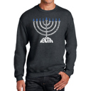 Gray Small Menorah - Men's Word Art Crewneck Sweatshirt
