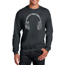 Gray XXXXL Headphones - Languages - Mens Word Art Crewneck Sweatshirt