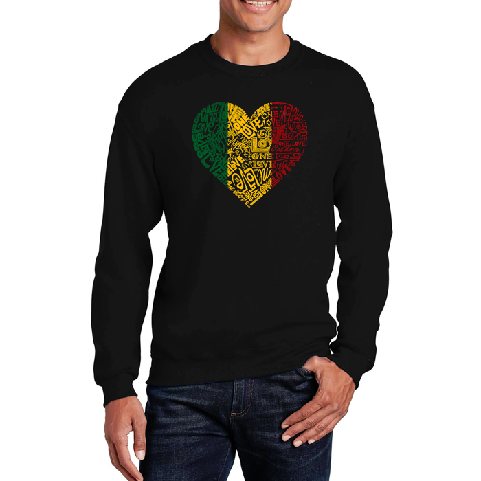 One Love Heart - Mens Word Art Crewneck Sweatshirt