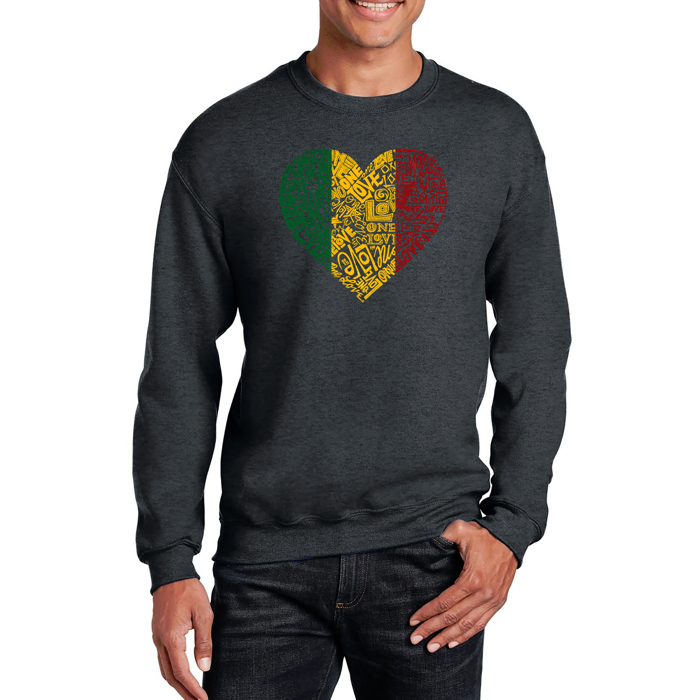 One Love Heart - Mens Word Art Crewneck Sweatshirt