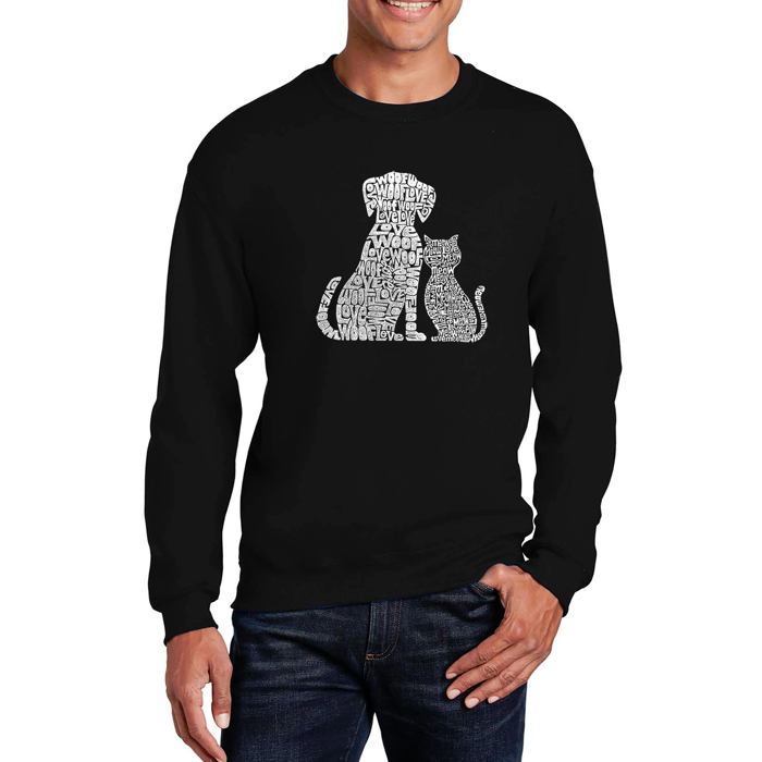 Dogs And Cats - Mens Word Art Crewneck Sweatshirt