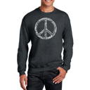 Gray XL The Word Peace In 77 Languages - Mens Word Art Crewneck Sweatshirt
