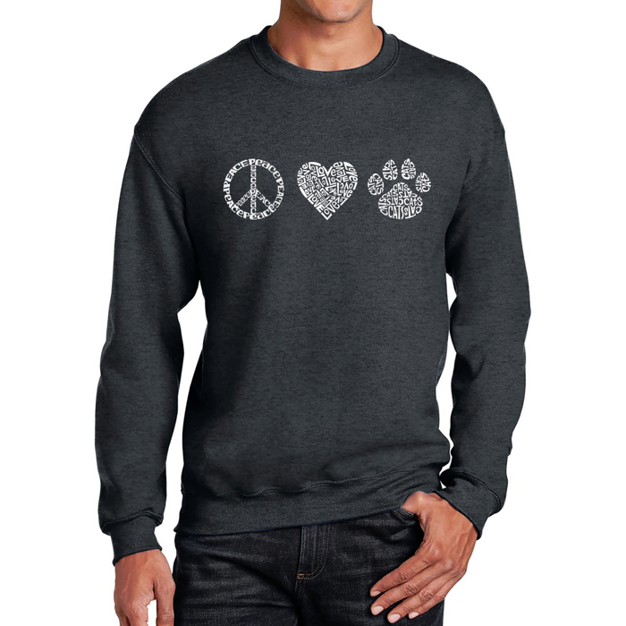 Peace Love Cats - Mens Word Art Crewneck Sweatshirt
