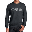 Gray Small Peace Love Cats - Mens Word Art Crewneck Sweatshirt