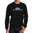 Black XXXL Peeking Dog - Mens Word Art Crewneck Sweatshirt