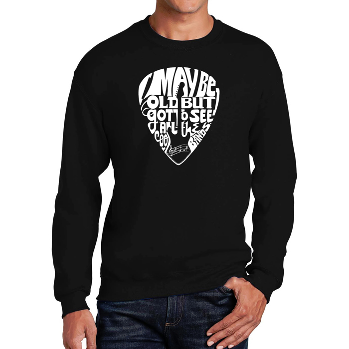 Guitar Pick - Mens Word Art Crewneck Sweatshirt
