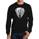 Black Large Guitar Pick - Mens Word Art Crewneck Sweatshirt