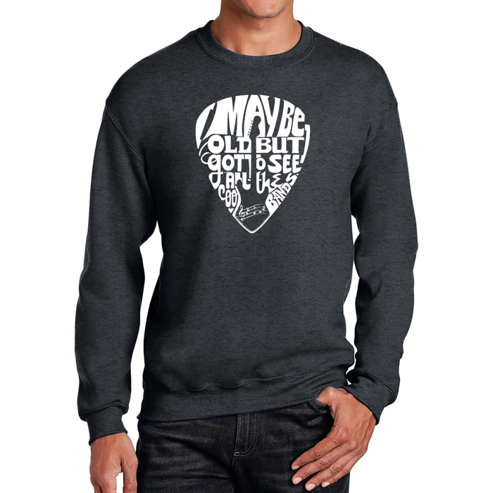 Guitar Pick - Mens Word Art Crewneck Sweatshirt