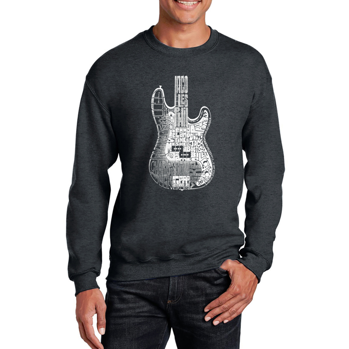Bass Guitar - Mens Word Art Crewneck Sweatshirt