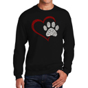 Black XXL Paw Heart - Men's Word Art Crewneck Sweatshirt