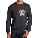 Gray Large Paw Heart - Men's Word Art Crewneck Sweatshirt