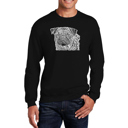 Black Large Pug Face - Mens Word Art Crewneck Sweatshirt