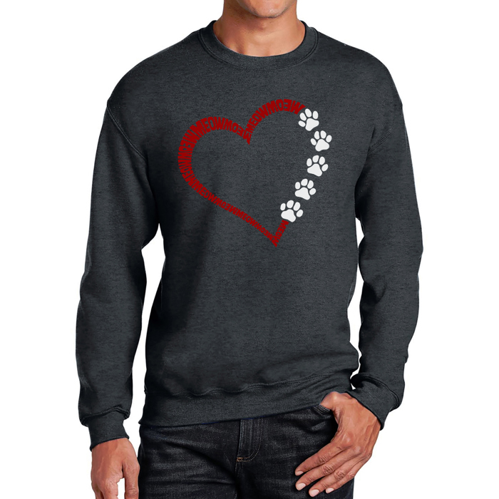Meow Heart - Men's Word Art Crewneck Sweatshirt