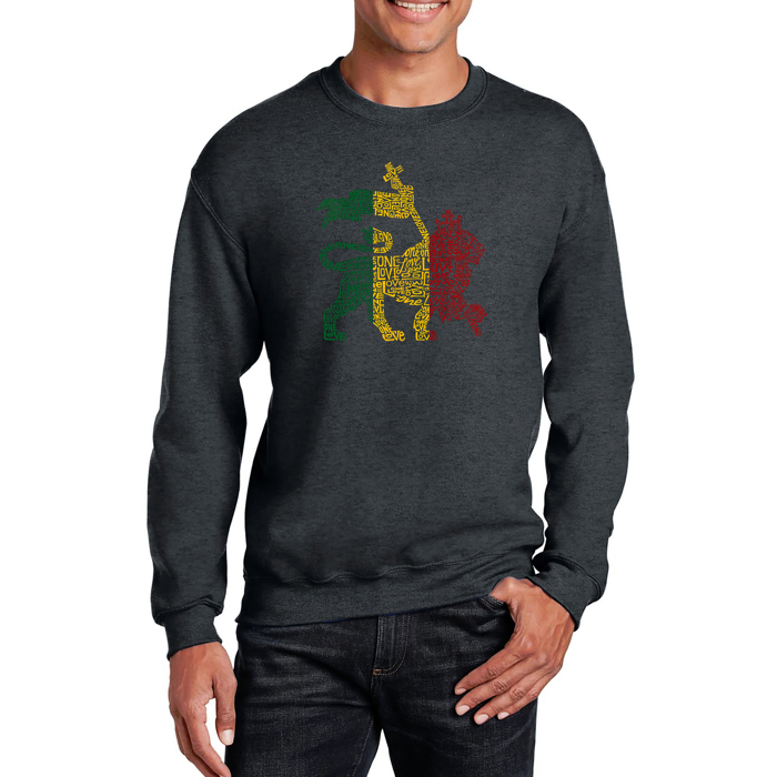 Rasta Lion - One Love - Mens Word Art Crewneck Sweatshirt