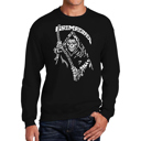 Black Small Men's Word Art Crewneck Sweatshirt - Grim Reaper