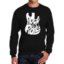 Black Medium Rock And Roll Guitar - Men's Word Art Crewneck Sweatshirt