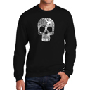 Black XXL Rock n Roll Skull - Men's Word Art Crewneck Sweatshirt