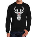 Black Small Men's Word Art Crewneck Sweatshirt - Santa's Reindeer