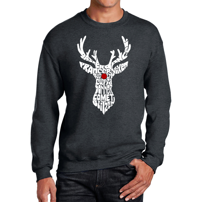 Men's Word Art Crewneck Sweatshirt - Santa's Reindeer