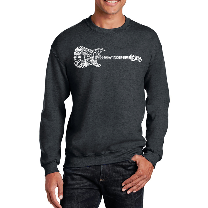 Rock Guitar - Mens Word Art Crewneck Sweatshirt