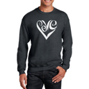 Gray XXL Script Love Heart - Mens Word Art Crewneck Sweatshirt