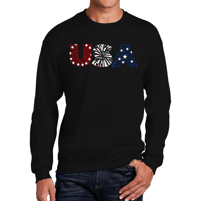 Usa Fireworks - Men's Word Art Crewneck Sweatshirt