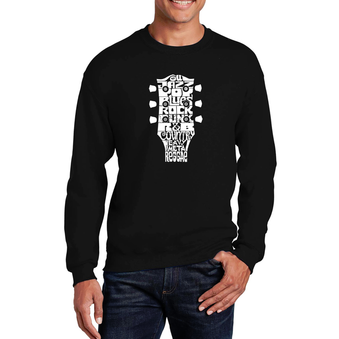 Guitar Head Music Genres - Mens Word Art Crewneck Sweatshirt