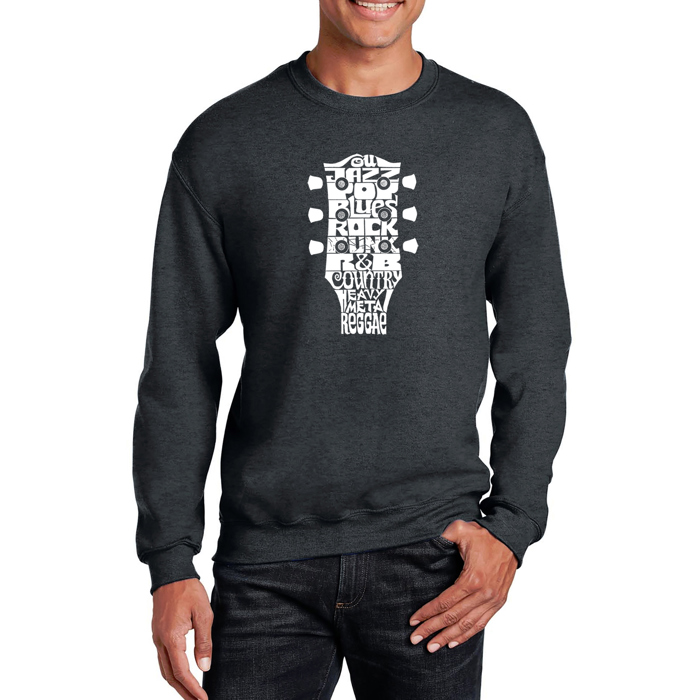 Guitar Head Music Genres - Mens Word Art Crewneck Sweatshirt