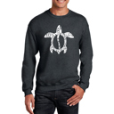 Gray Large Honu Turtle - Hawaiian Islands - Mens Word Art Crewneck Sweatshirt