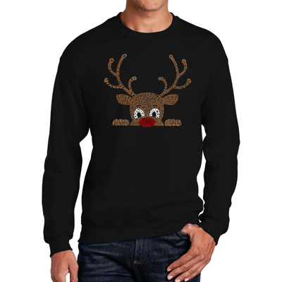 Peeking Reindeer - Men's Word Art Crewneck Sweatshirt