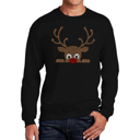 Black Large Peeking Reindeer - Men's Word Art Crewneck Sweatshirt