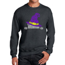 Gray XXXL Peeking Witch Cat - Men's Word Art Crewneck Sweatshirt