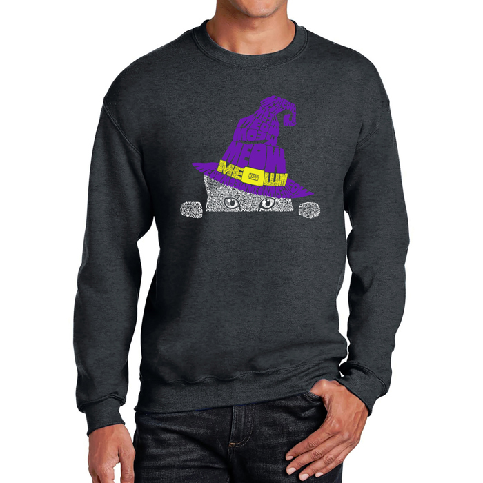 Peeking Witch Cat - Men's Word Art Crewneck Sweatshirt