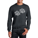 Gray Large Woof Paw Prints - Mens Word Art Crewneck Sweatshirt