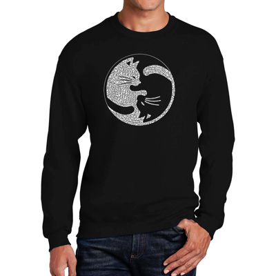 Yin Yang Cat - Mens Word Art Crewneck Sweatshirt