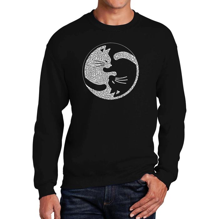 Yin Yang Cat - Mens Word Art Crewneck Sweatshirt