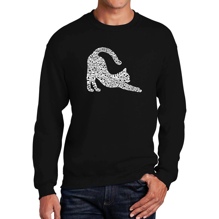 Stretching Cat - Men's Word Art Crewneck Sweatshirt