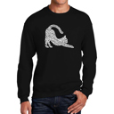 Black Small Stretching Cat - Men's Word Art Crewneck Sweatshirt