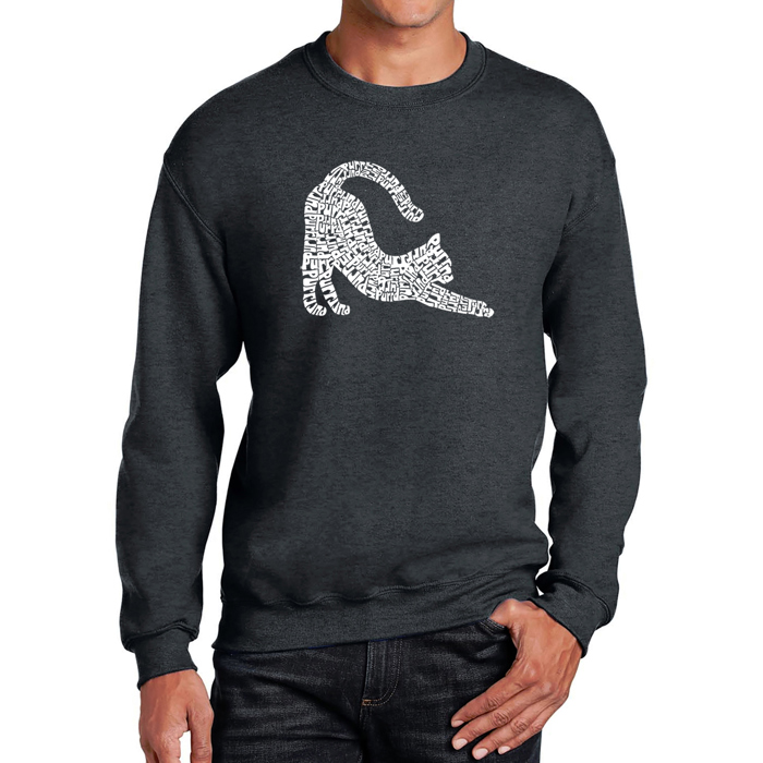 Stretching Cat - Men's Word Art Crewneck Sweatshirt