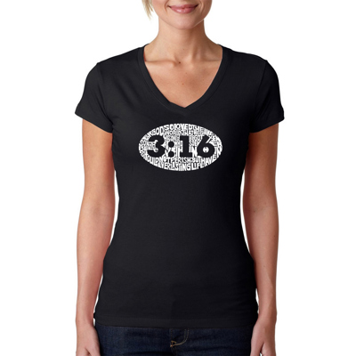 Women's Word Art V-Neck T-Shirt - John 3:16