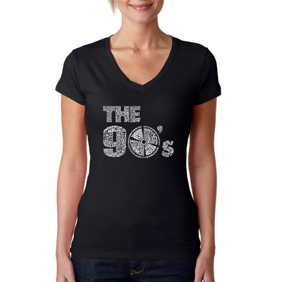 Women's Word Art V-Neck T-Shirt - 90S