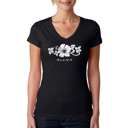 Black Small Women's Word Art V-Neck T-Shirt - ALOHA