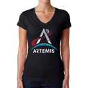 Black X-Small NASA Artemis Logo - Women's Word Art V-Neck T-Shirt