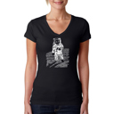 Black Medium Women's Word Art V-Neck T-Shirt - ASTRONAUT