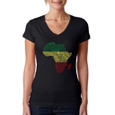  Women's Word Art V-Neck T-Shirt - Countries in Africa