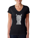  Women's Word Art V-Neck T-Shirt - Alpaca