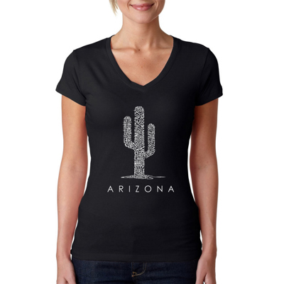 Women's Word Art V-Neck T-Shirt - Arizona Cities