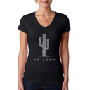 Black XL Women's Word Art V-Neck T-Shirt - Arizona Cities
