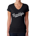 Black XXL Women's Word Art V-Neck T-Shirt - Brooklyn Neighborhoods
